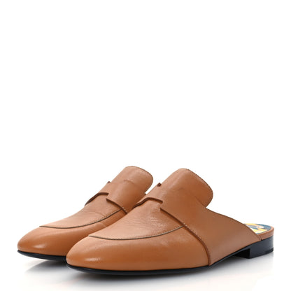 Hermes Goatskin Womens Catena Mules 37.5 Beige Dore 4 of 14