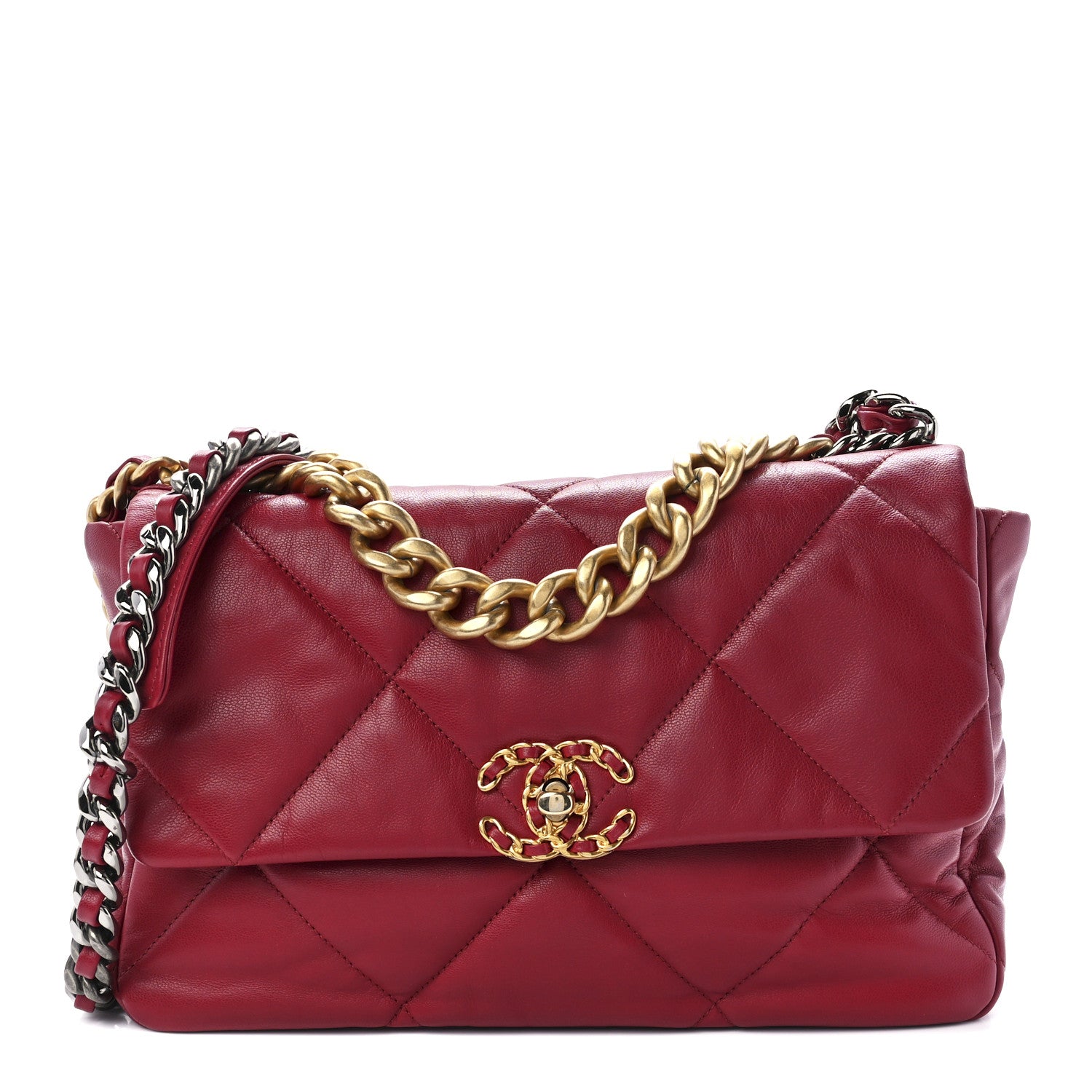 Chanel Goatskin Quilted Large Chanel 19 Flap Dark Pink 1 of 11