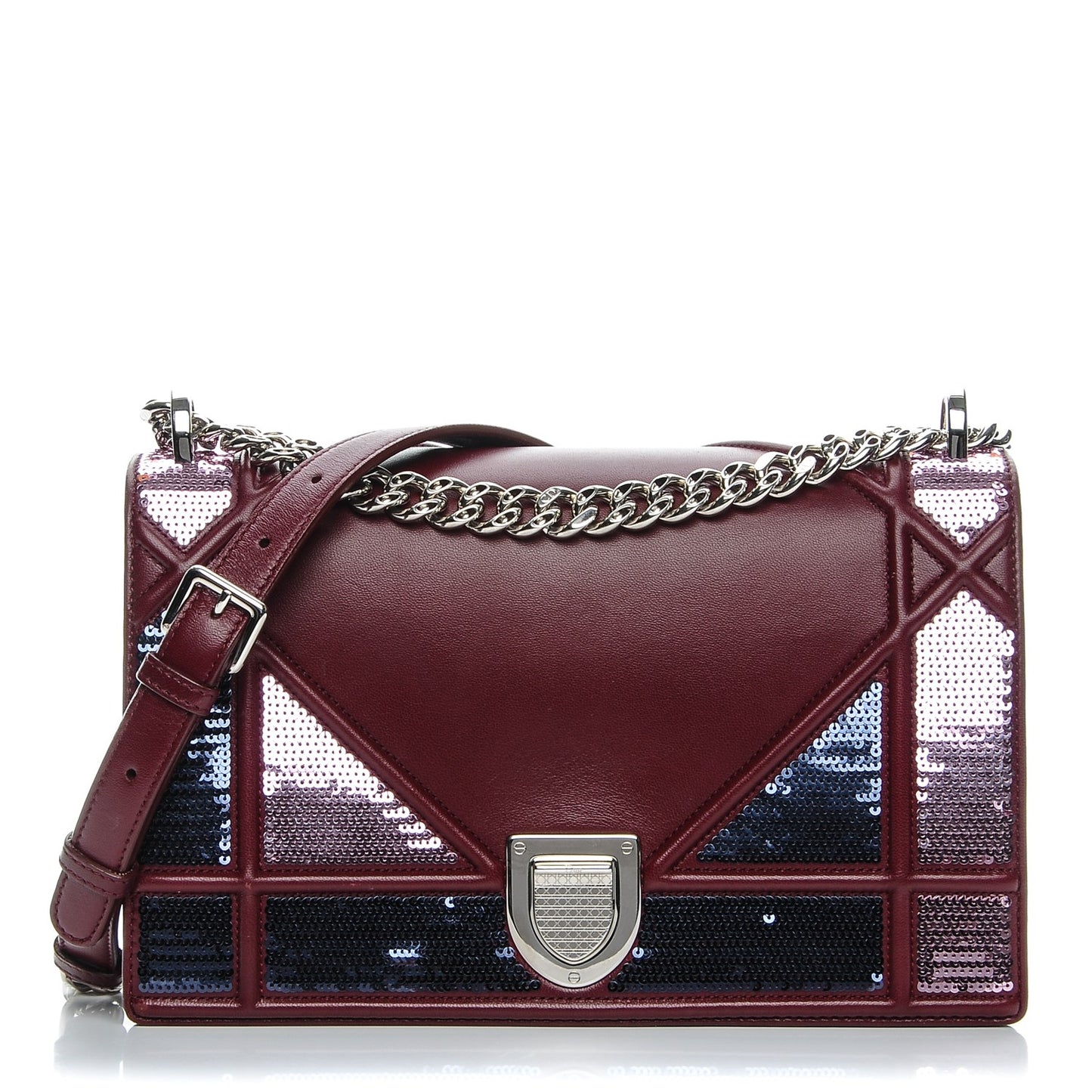 Lambskin Sequin Medium Diorama Flap Bag Plum