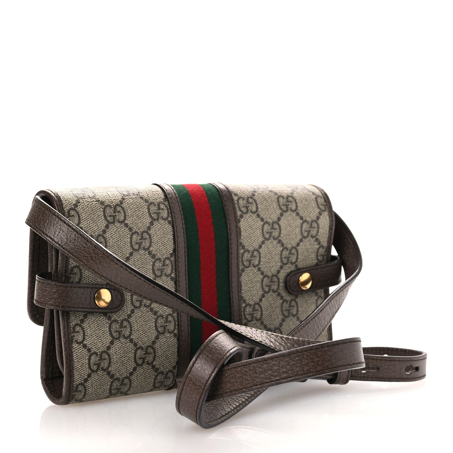Gucci GG Supreme Monogram Web Ophidia Crossbody Wallet Beige New Acero 3 of 10