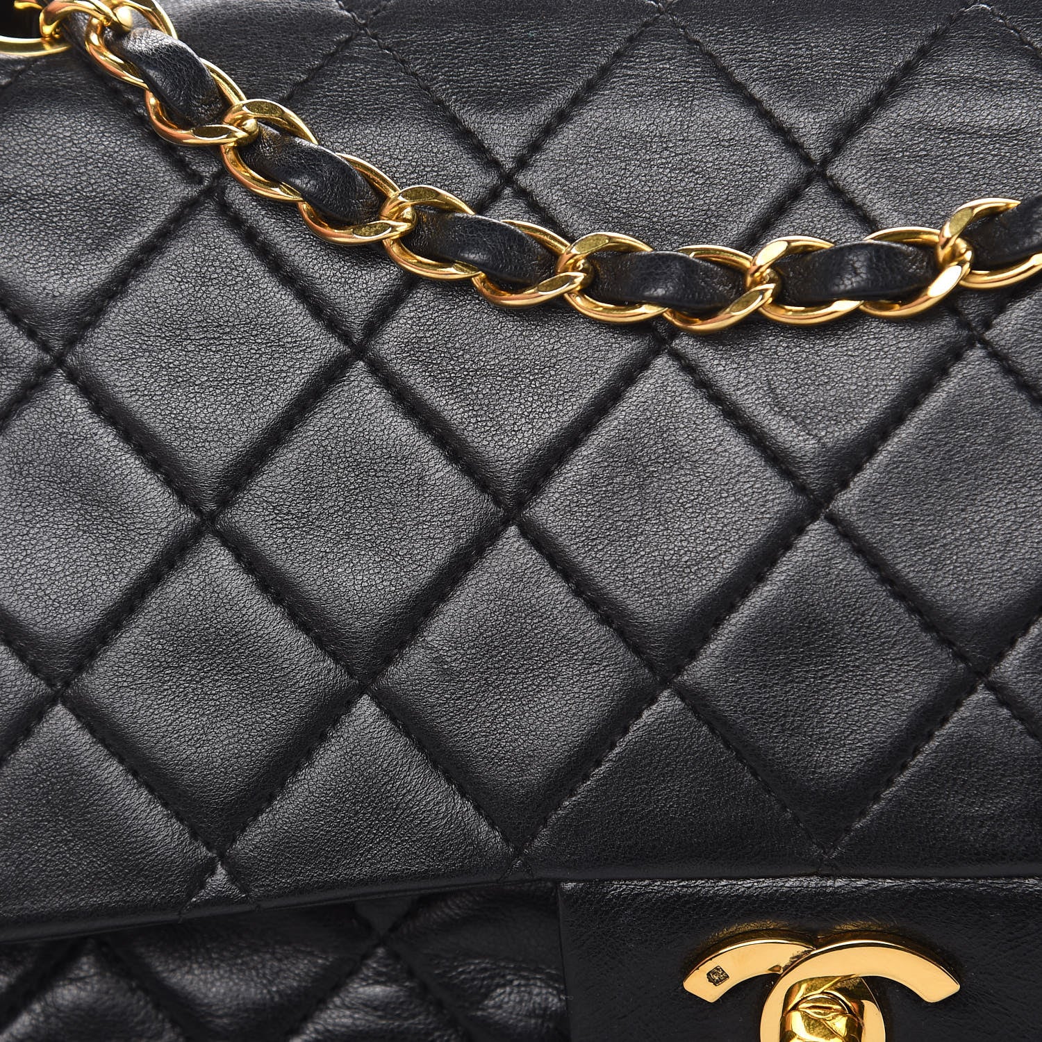 Chanel Lambskin Quilted Medium Double Flap Black 22 of 30