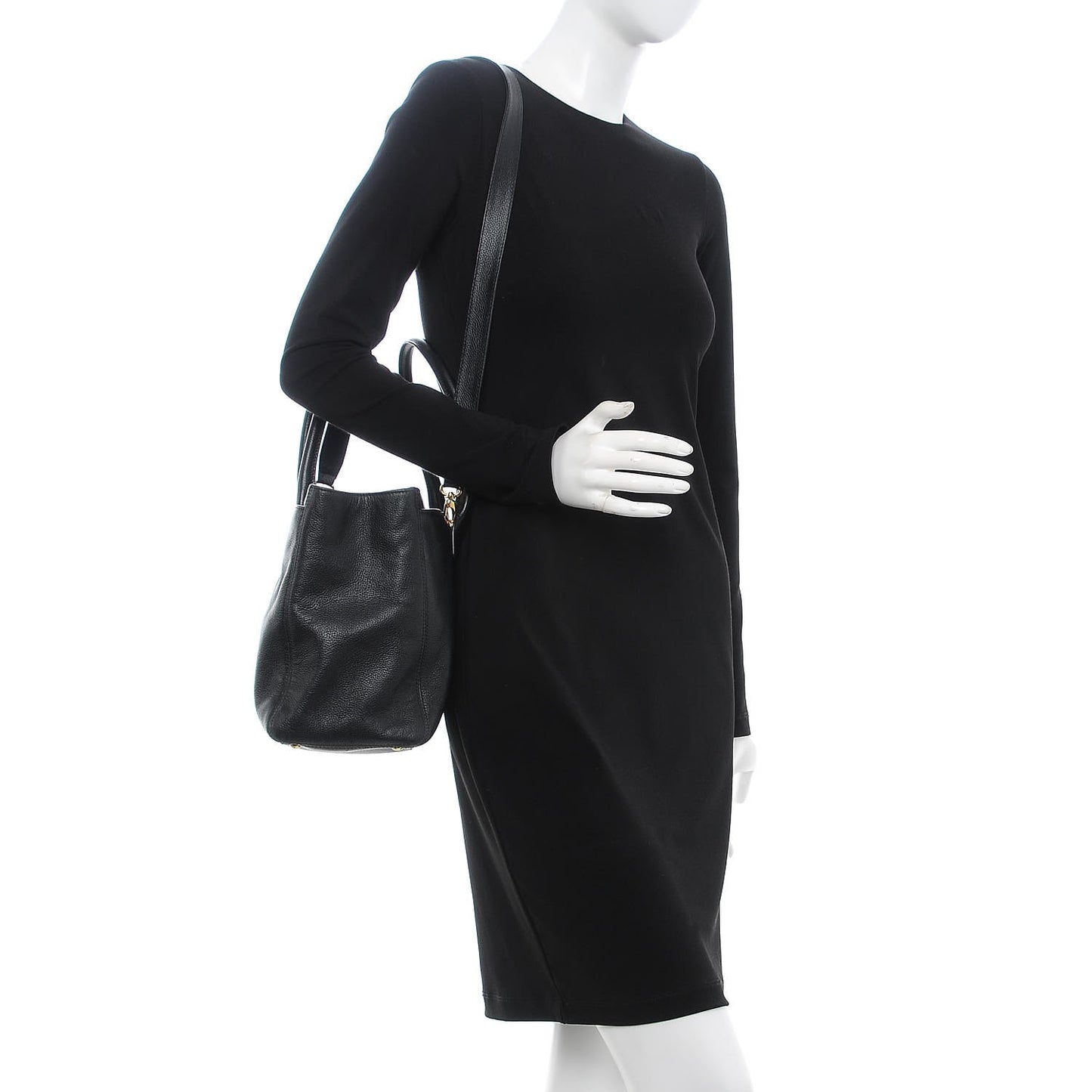 Calfskin Cerf Executive Shopper Tote Black