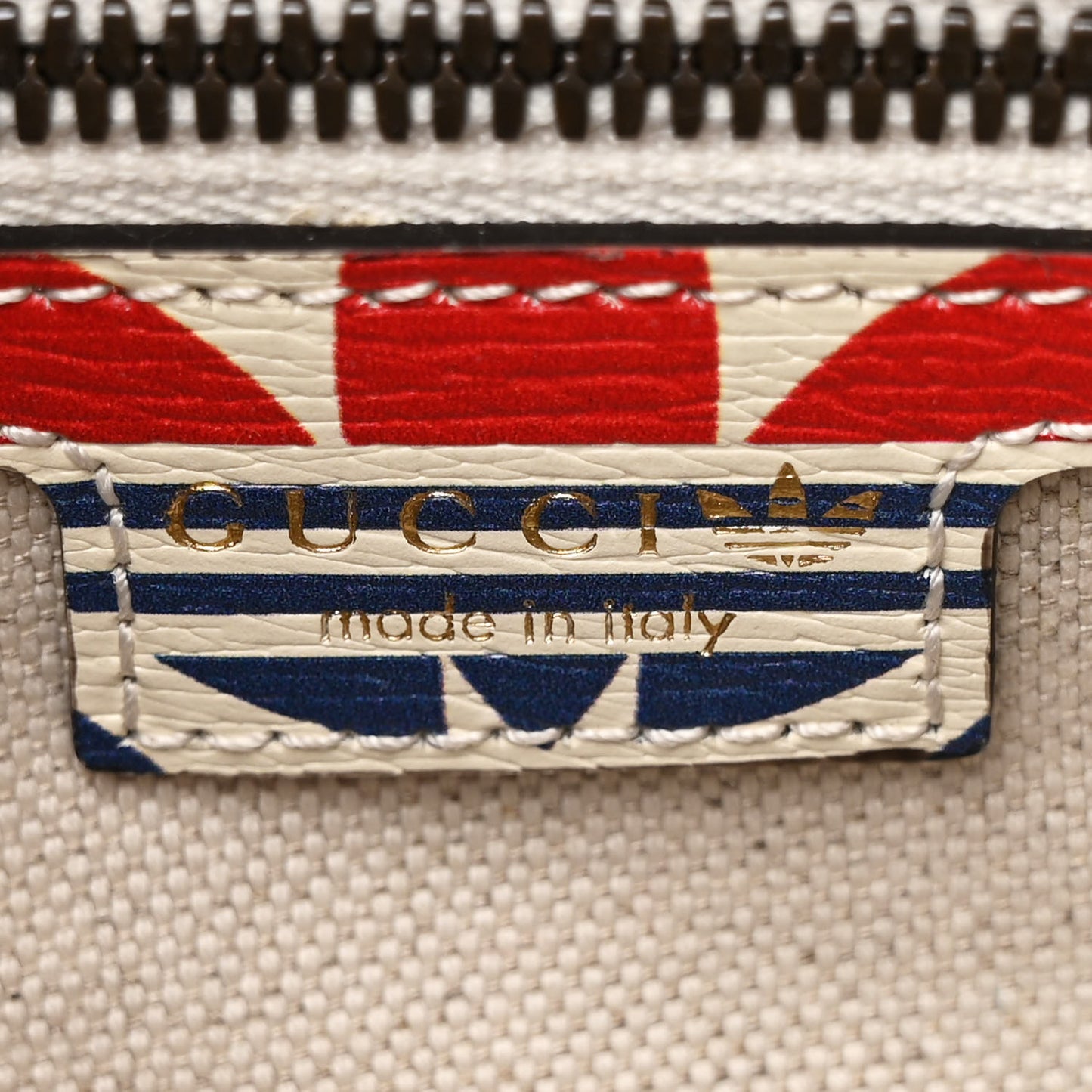 X ADIDAS Shangai Calfskin Web Trefoil Interlocking G Mini Duffle Bag Red White Blue