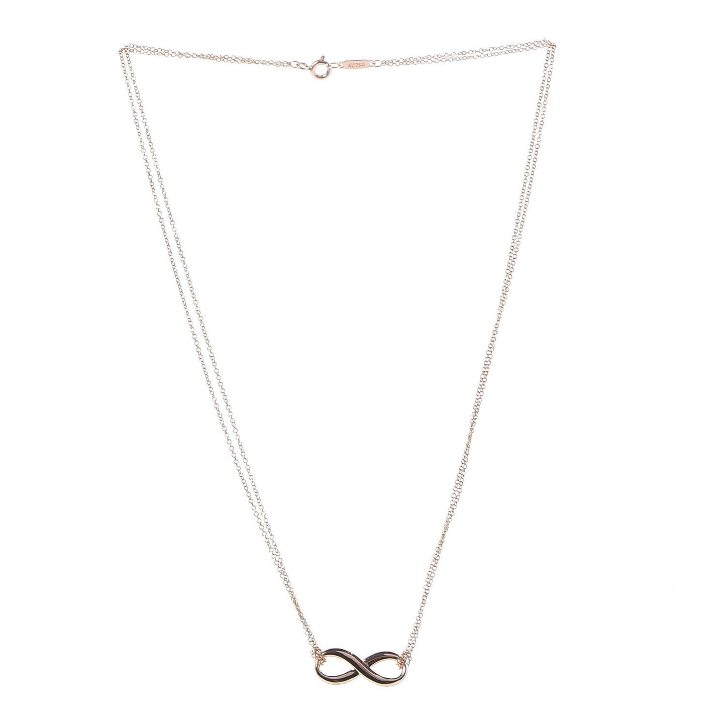 18K Rose Gold Infinity Double Chain Pendant Necklace