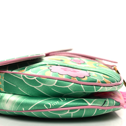 Christian Dior CHRISTIAN DIOR Satin Tassel Koi Saddle Bag Green Pink 9 of 10
