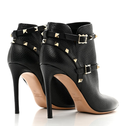 Valentino Garavani Grained Calfskin Rockstud Double Buckle 100mm Ankle Boots 38.5 Black 4 of 11