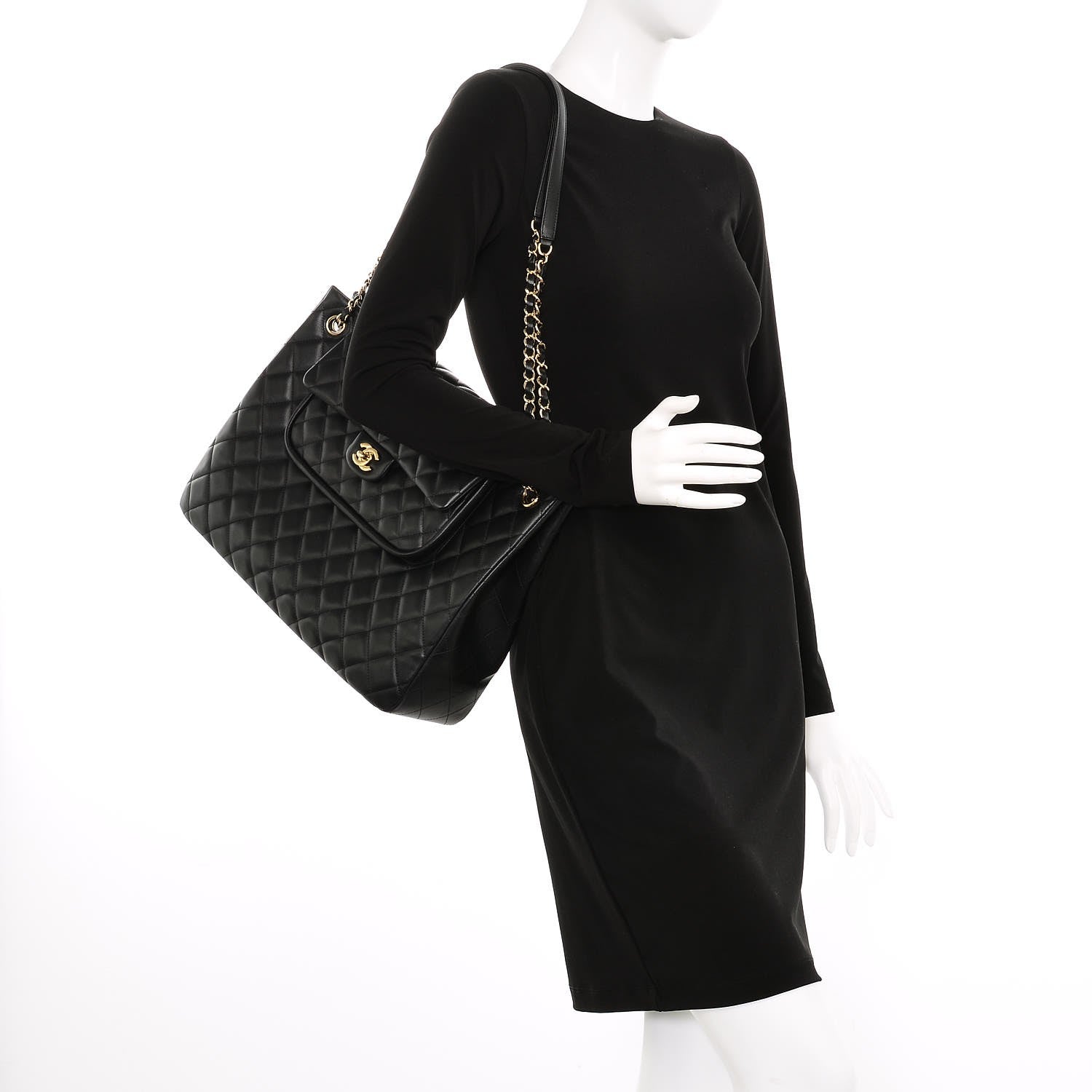 Chanel Calfskin Quilted Flap Tote Black 2 of 8