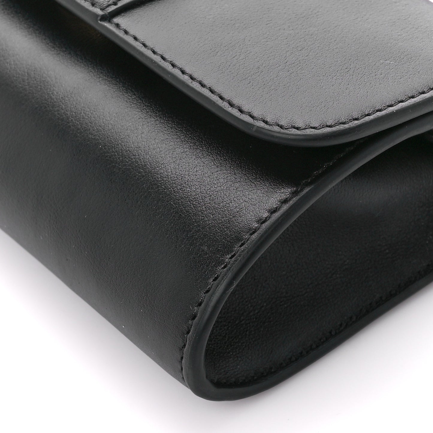 Wonka Grain Calfskin Mini Diana Bamboo Top Handle Shoulder Bag Black