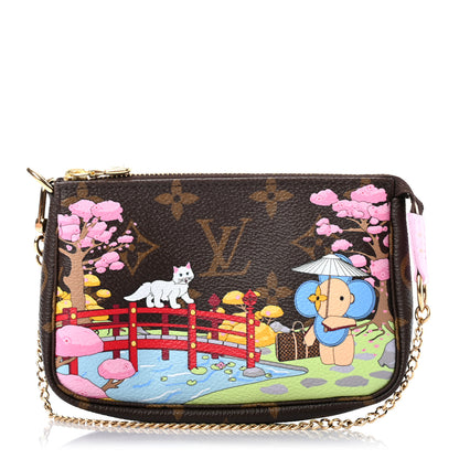 Louis Vuitton Monogram 2021 Christmas Animation Japanese Garden Mini Pochette Accessories Wisteria Pink 1 of 7