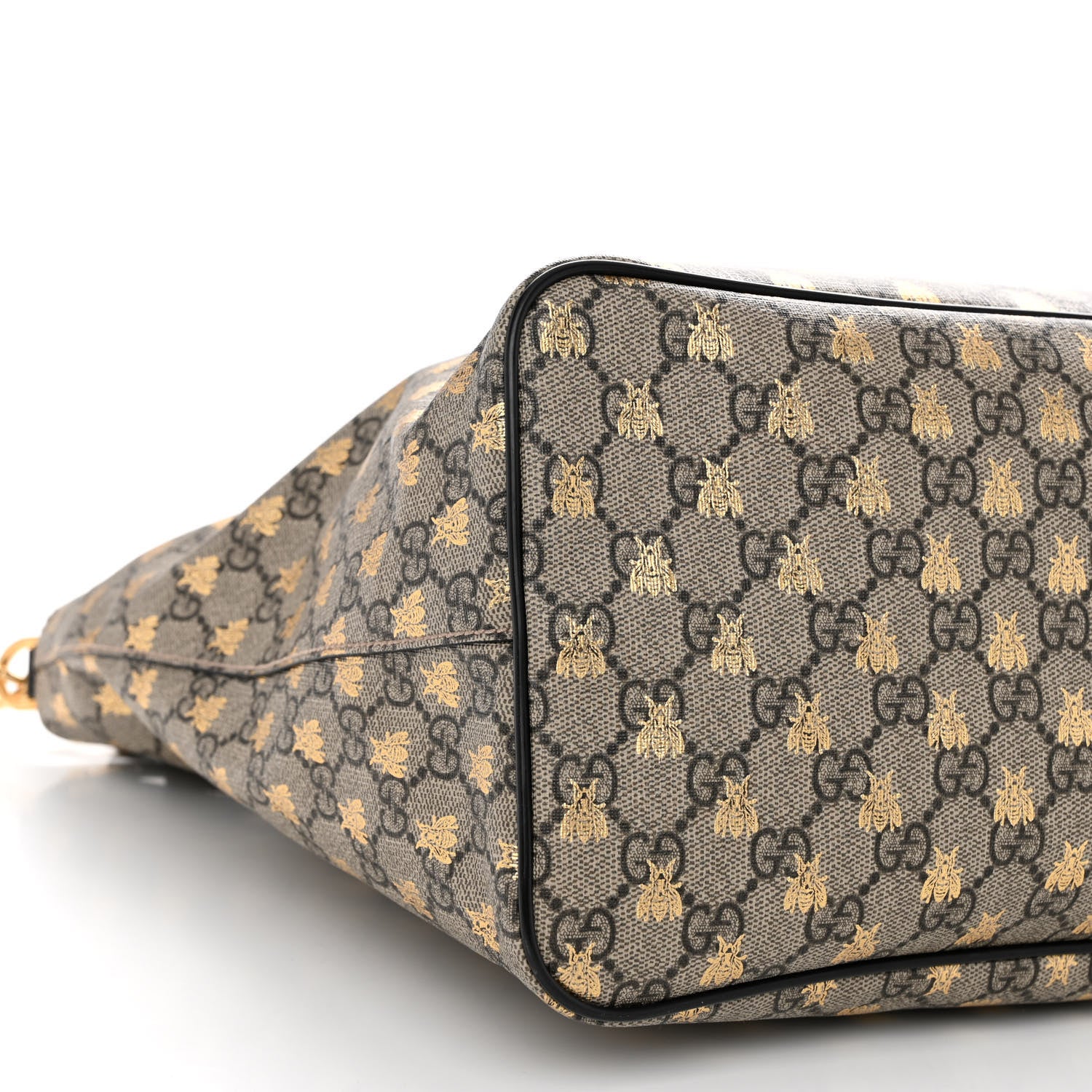 Gucci Soft GG Supreme Monogram Bees Medium Crossbody Tote Beige Oro Black 9 of 10