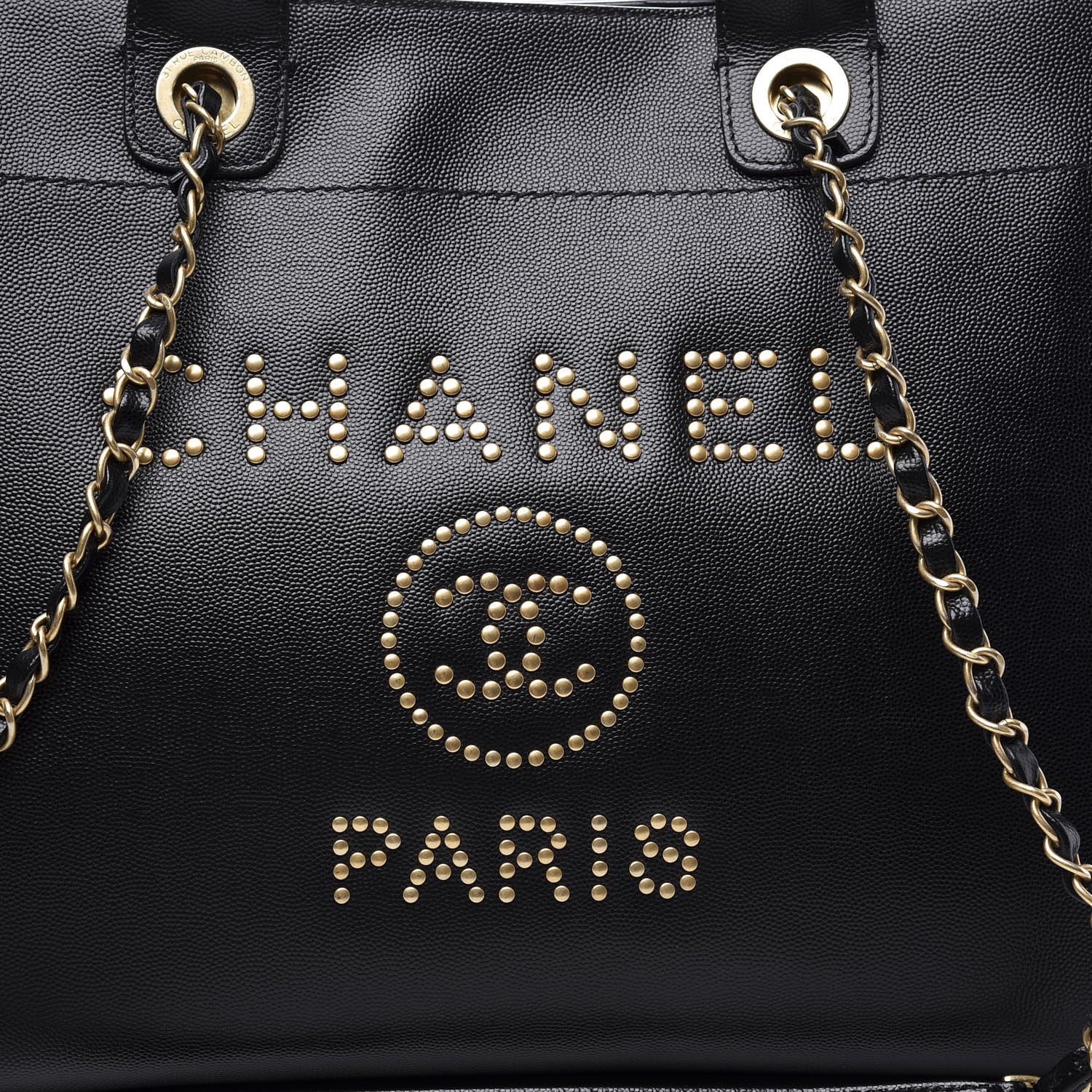 Chanel Caviar Medium Studded Deauville Tote Black 10 of 10