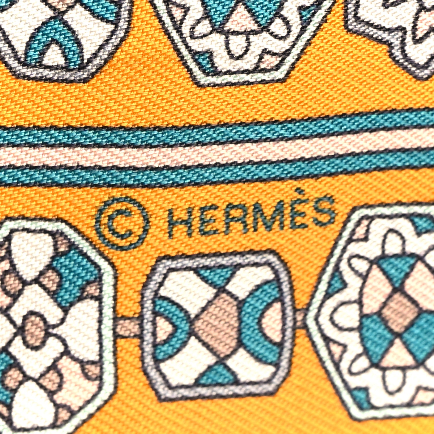 Hermes Silk Tapis Persans Twilly Jaune Aqua Rose Poudre 4 of 5
