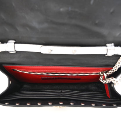 Valentino Garavani Metallic Lambskin Rockstud Spike Wallet on Chain Silver 5 of 11