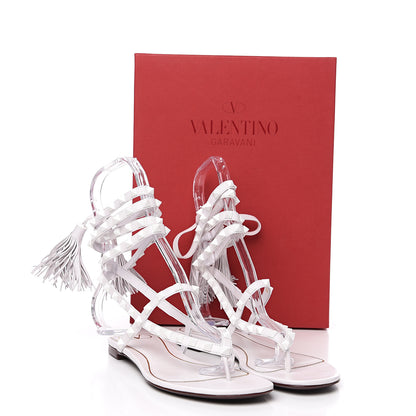 Valentino Garavani Calfskin Rockstud Wraparound Sandals 37.5 White 9 of 9