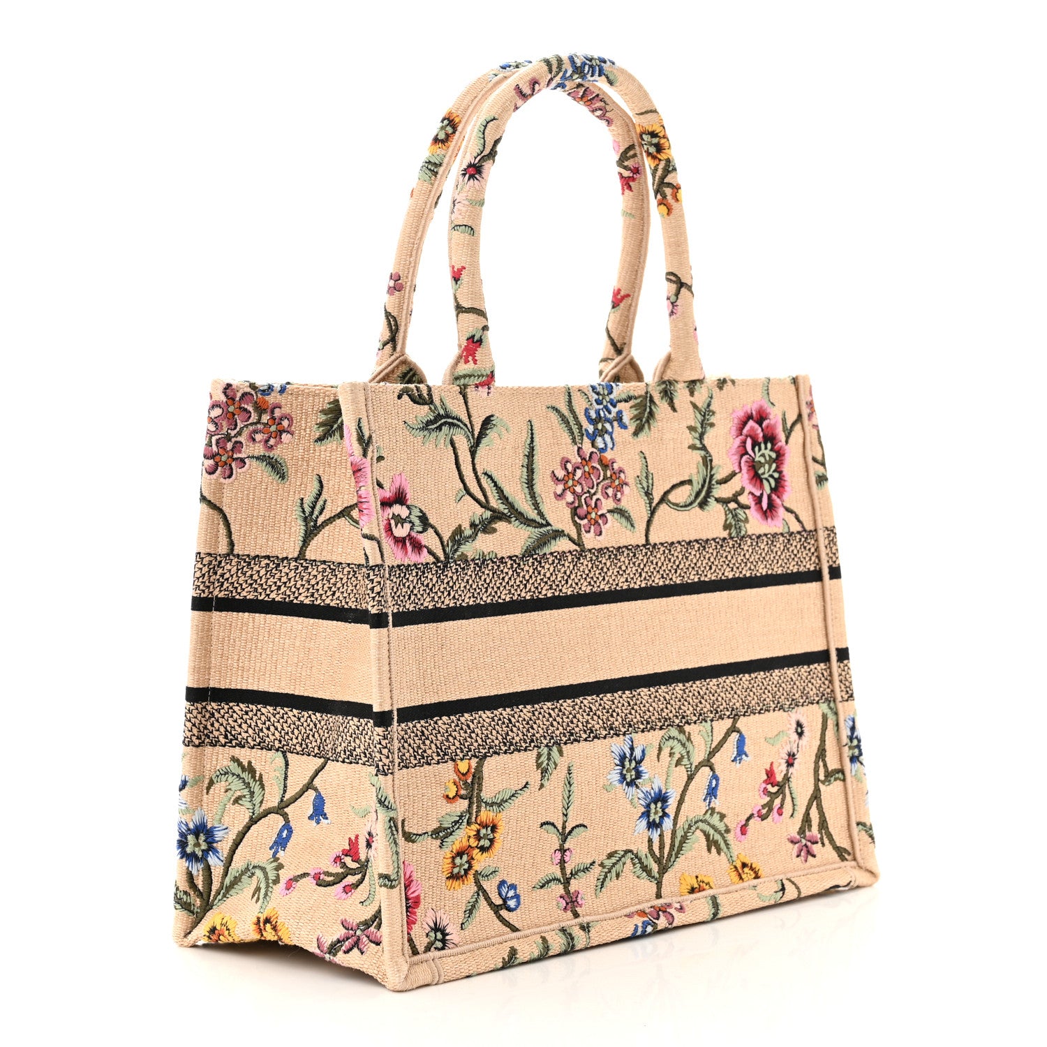 Christian Dior Raffia Embroidered Petites Fleurs Medium Book Tote Natural 3 of 10