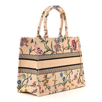 Christian Dior Raffia Embroidered Petites Fleurs Medium Book Tote Natural 3 of 10