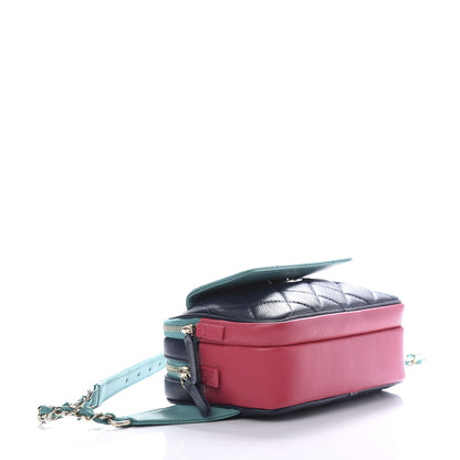 Chanel Goatskin Quilted Tri-Color In & Out Waist Bag Navy Turquoise Pink 4 of 11