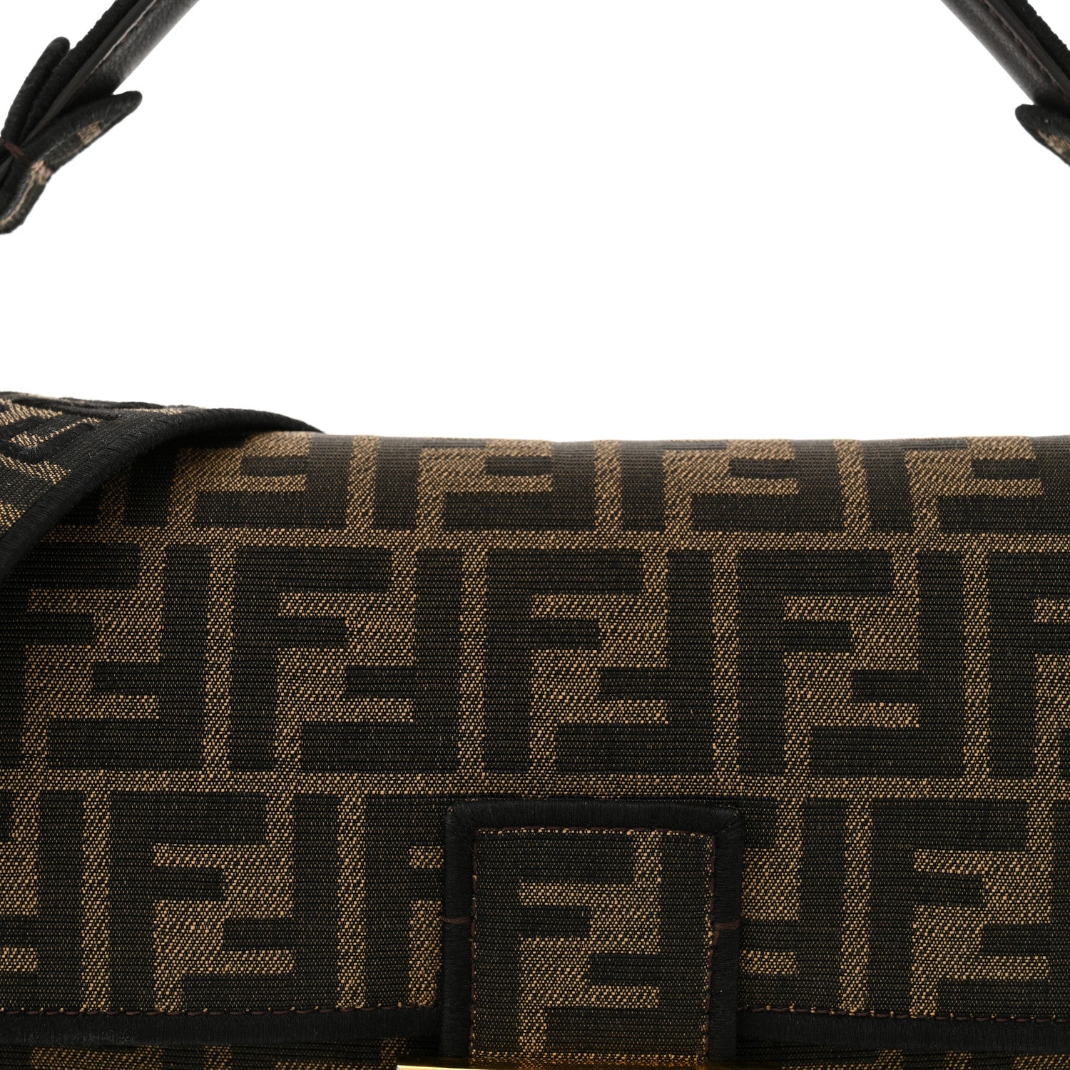 Fendi Fabric Jacquard FF 1974 Medium Baguette Tobacco Moro Black 8 of 11