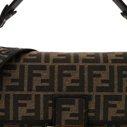 Fendi Fabric Jacquard FF 1974 Medium Baguette Tobacco Moro Black 8 of 11