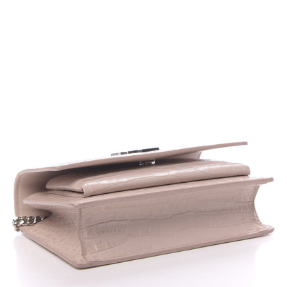 Saint Laurent Calfskin Crocodile Embossed Small Monogram Sunset Soft Nude 4 of 11