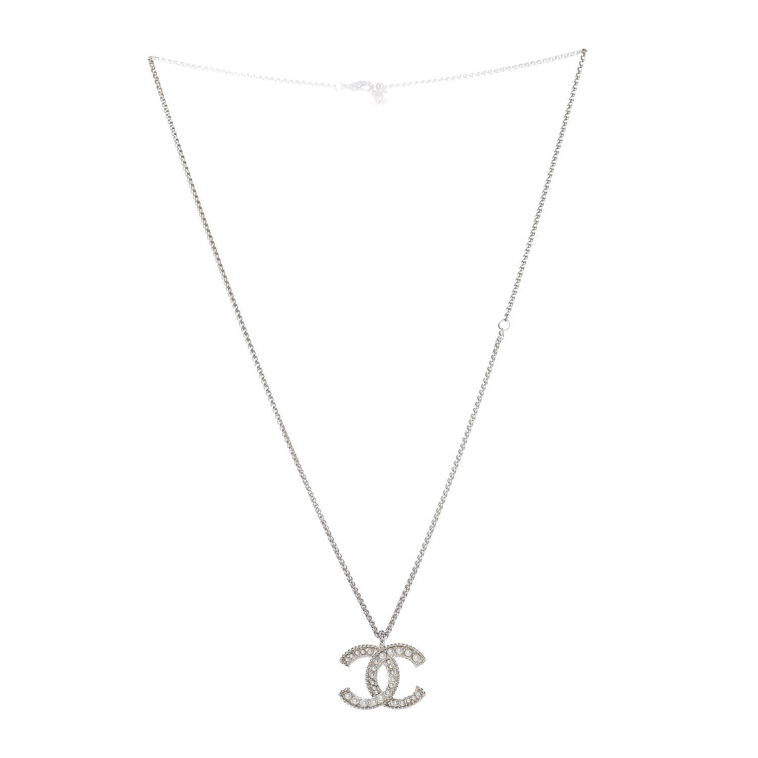 Chanel Pearl CC Pendant Necklace Gold 4 of 6