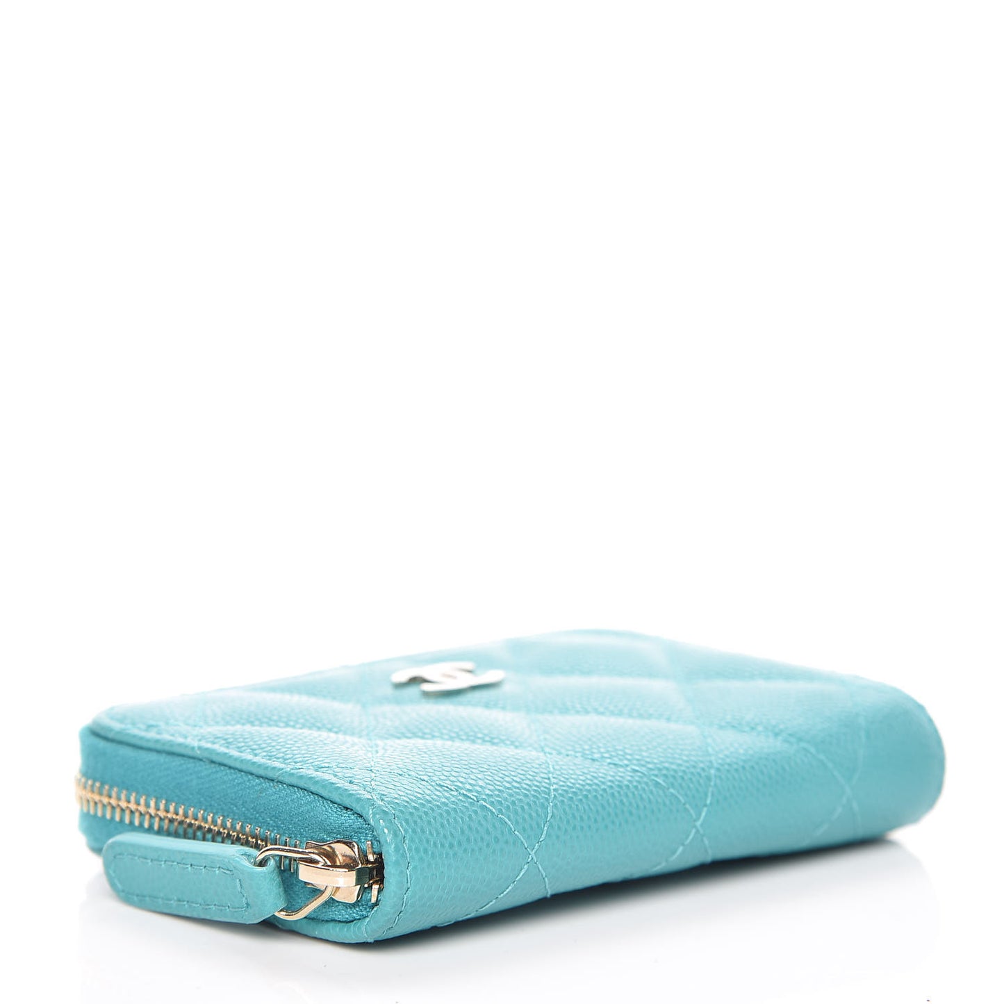 Caviar Quilted Zip Coin Purse Turquoise