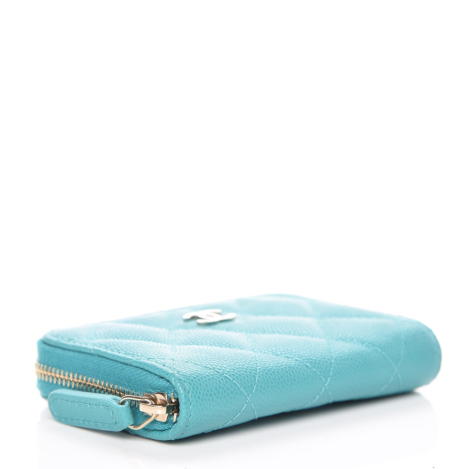 Chanel Caviar Quilted Zip Coin Purse Turquoise 4 of 10