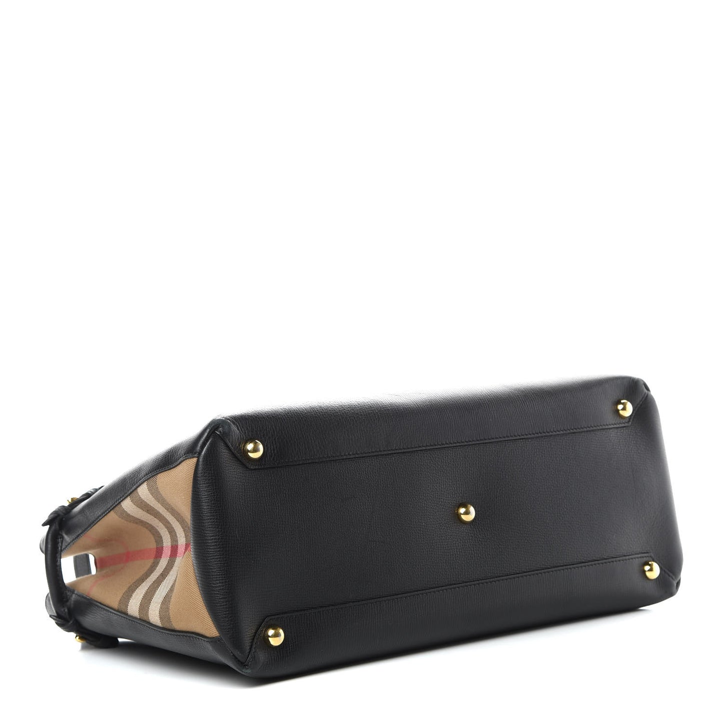 Grainy Calfskin House Check Large Banner Tote Black