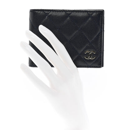 Chanel Caviar Quilted Bi-Fold Wallet Dark Blue 2 of 9
