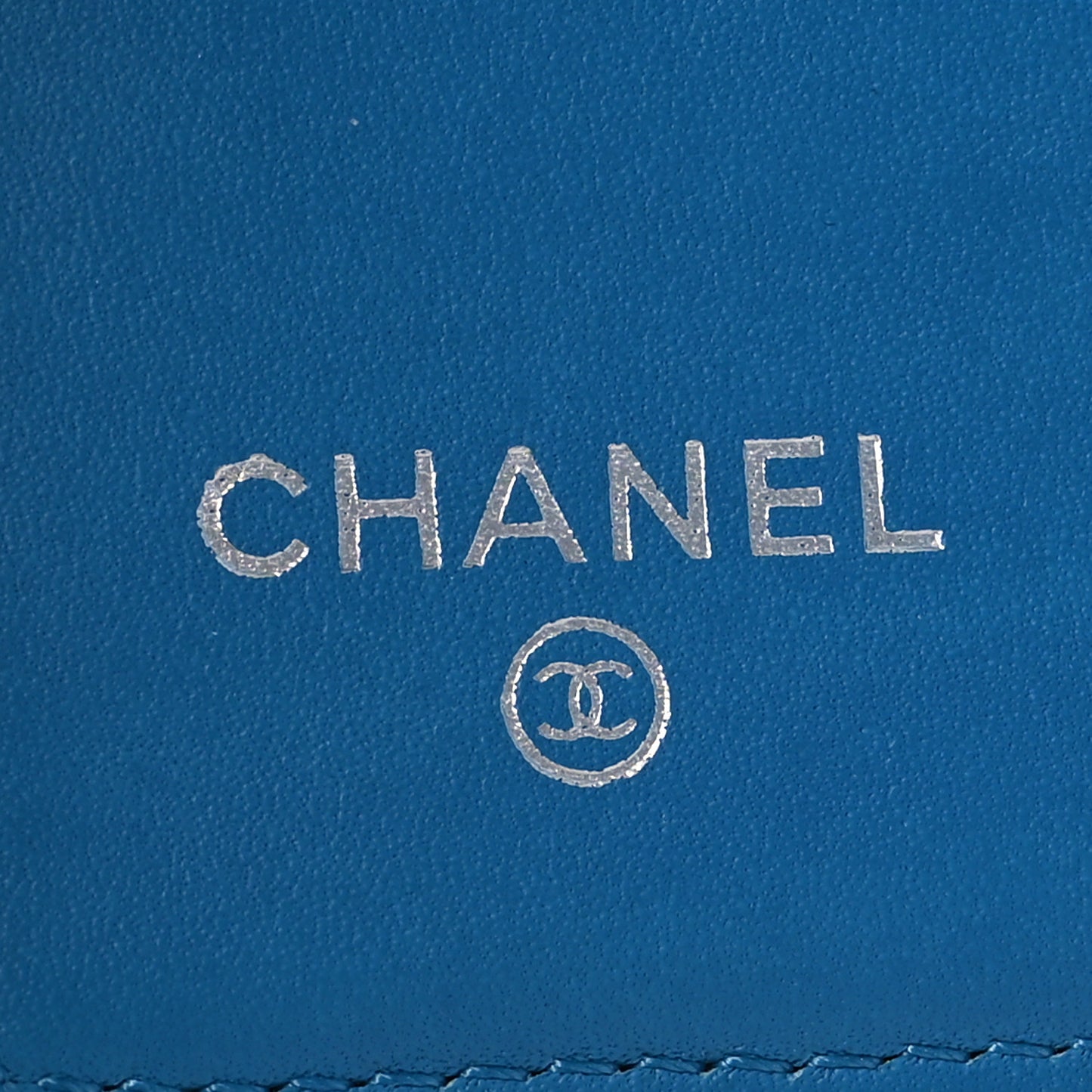 Patent Calfskin Quilted Yen Wallet Blue