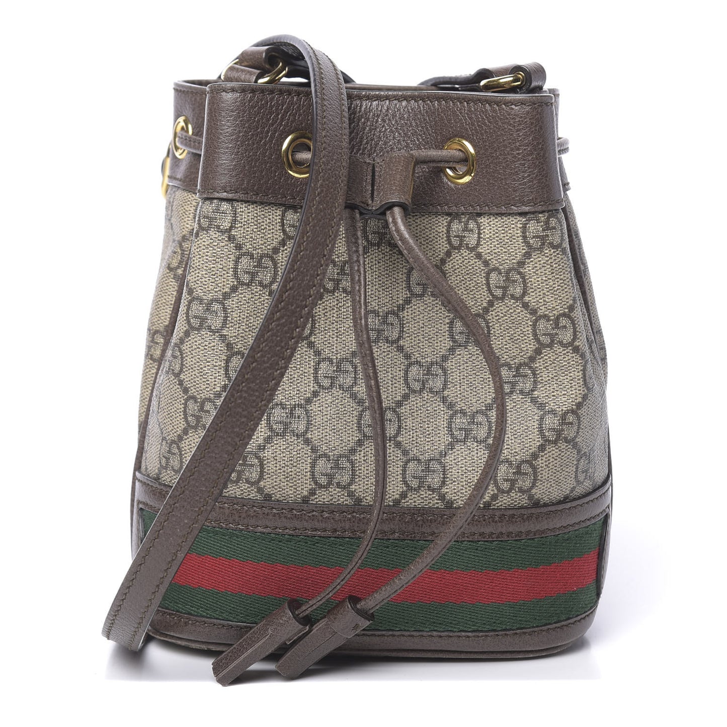 GG Supreme Monogram Web Mini Ophidia Bucket Bag Brown