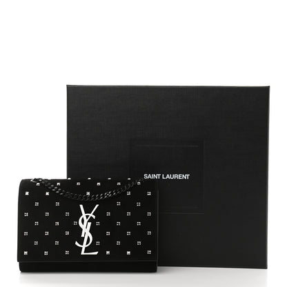 Saint Laurent Suede Crystal Studded Monogram Small Kate Satchel Black 11 of 11