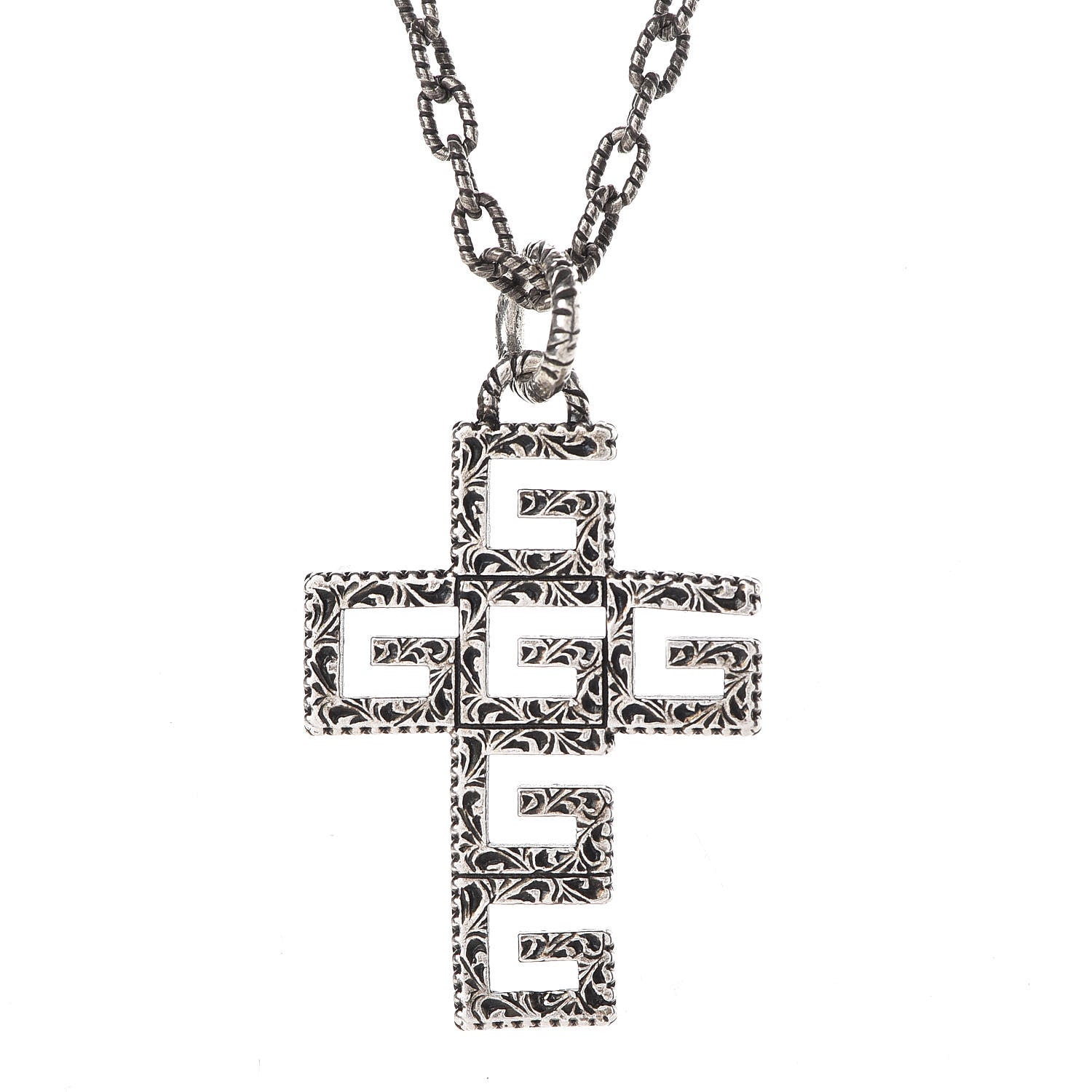 Gucci Mens G Cube Cross Necklace Silver 4 of 7