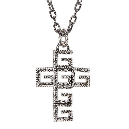 Gucci Mens G Cube Cross Necklace Silver 4 of 7