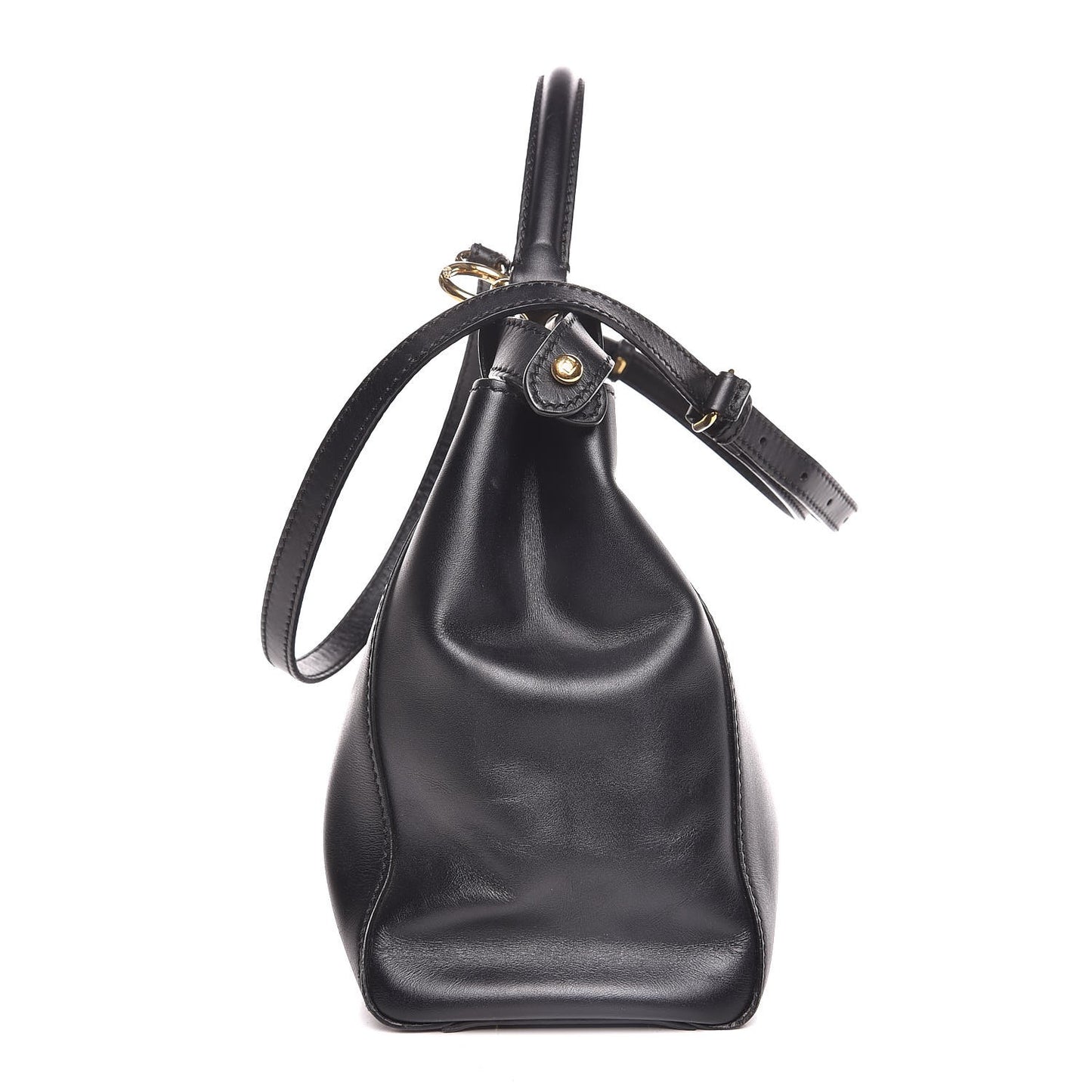 Vitello Morgan Shiny Nappa Medium Peekaboo Iconic Satchel Black