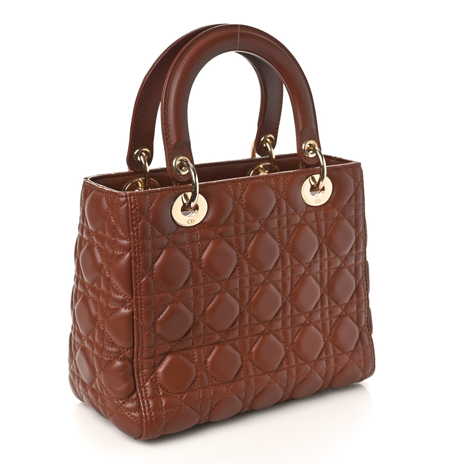 Christian Dior Lambskin Cannage Medium Lady Dior Brown 3 of 15