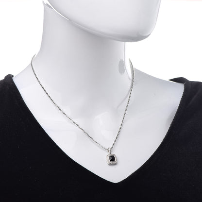 David Yurman Sterling Silver Diamond Black Onyx 7mm Petite Albion Necklace 2 of 6
