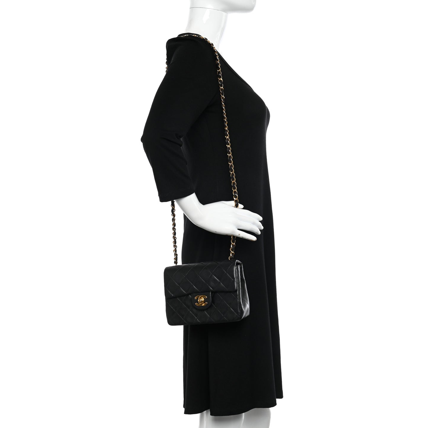 Lambskin Quilted Mini Square Flap Bag Black