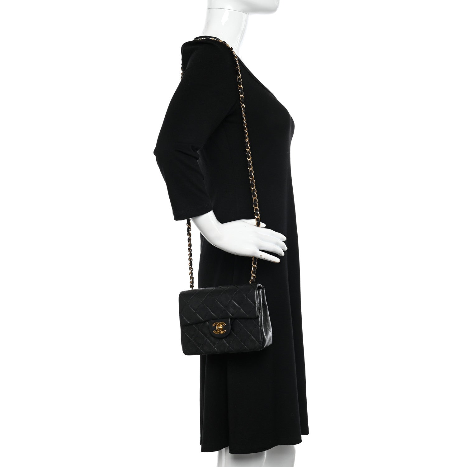 Chanel Lambskin Quilted Mini Square Flap Bag Black 2 of 12