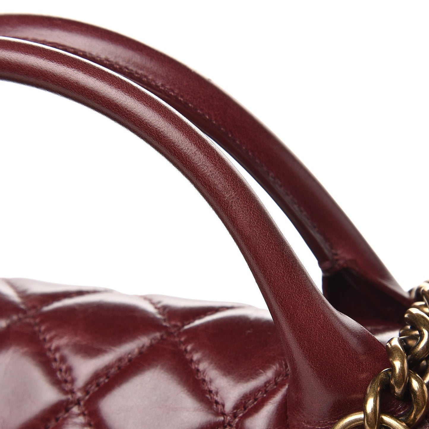 Glazed Calfskin Castle Rock Large Flap Burgundy