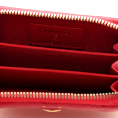 Chanel Lambskin Plexiglass Quilted Coco Love Zip Coin Purse Red 5 of 7