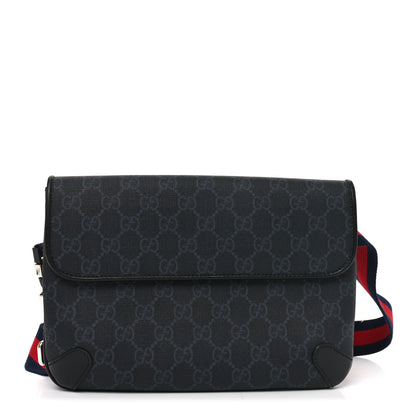 Gucci GG Supreme Monogram Web Small Belt Bag Black Grey 1 of 9
