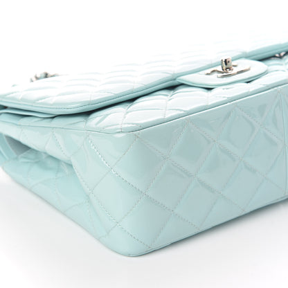 Chanel Patent Calfskin Quilted Jumbo Double Flap Light Green 9 of 11