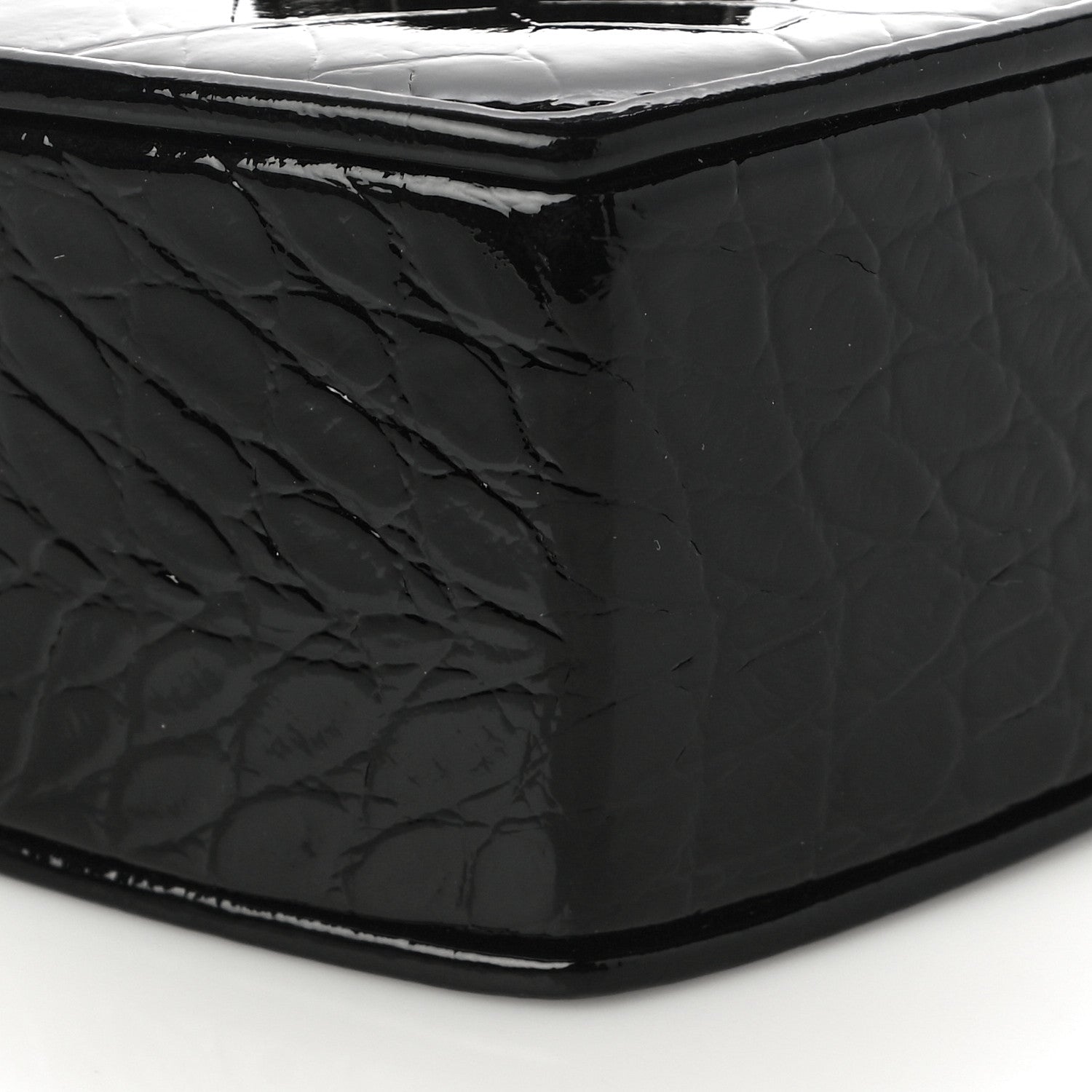 Saint Laurent Patent Crocodile Embossed Sac Coeur Heart Shaped Clutch Black 5 of 8