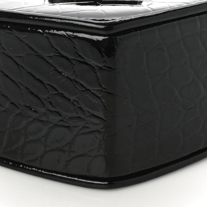 Saint Laurent Patent Crocodile Embossed Sac Coeur Heart Shaped Clutch Black 5 of 8