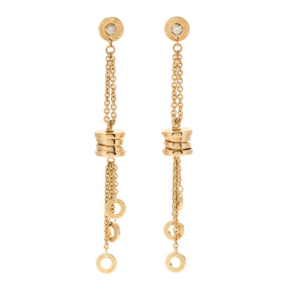 Bulgari 18K Yellow Gold Diamond B.Zero1 Drop Earrings 1 of 5