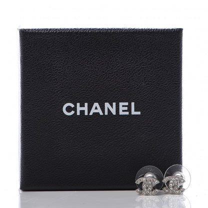 Chanel Crystal Mini Timeless CC Earrings Silver 5 of 5