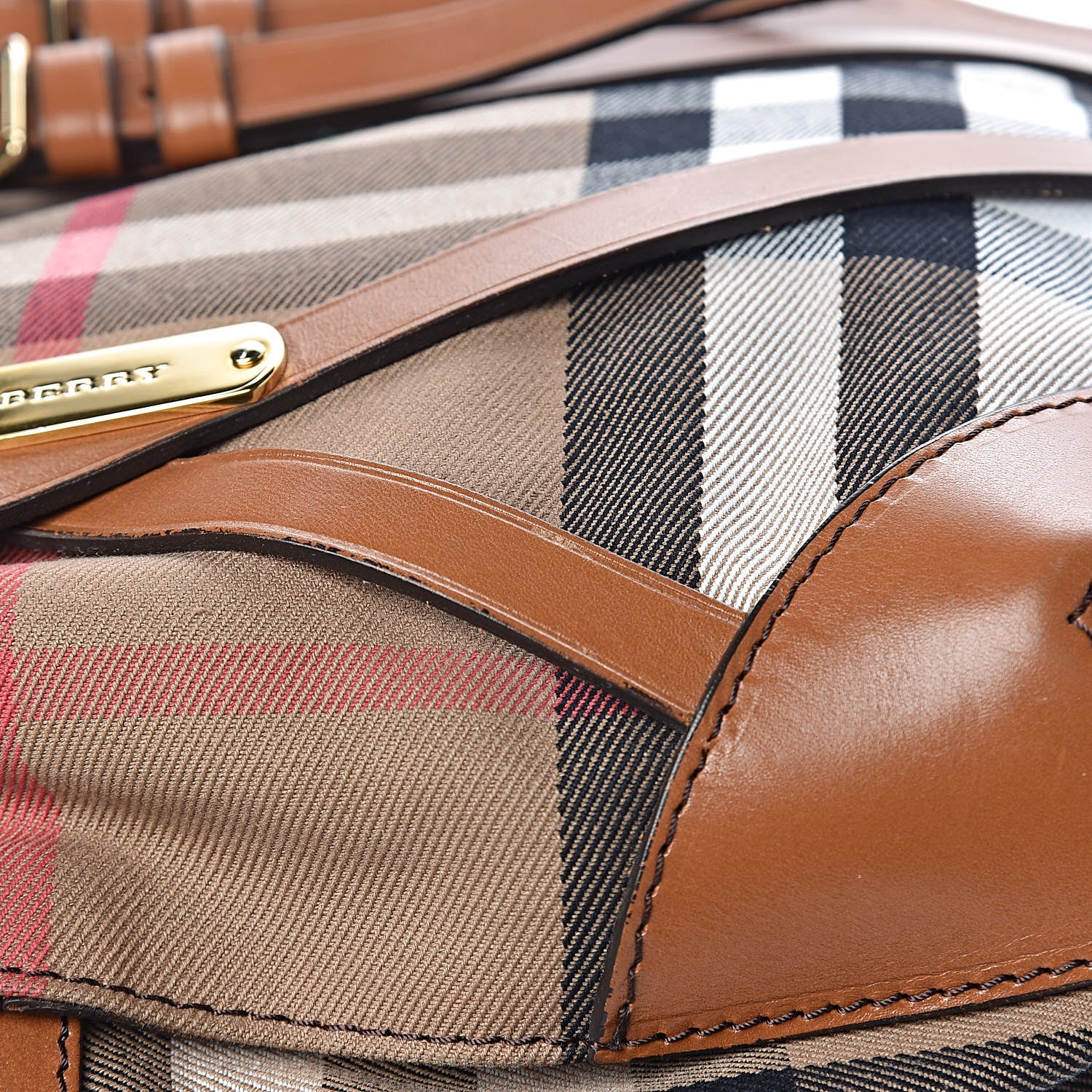 Burberry House Check Bridle Calfskin Small Dutton Hobo Light Tan 14 of 14