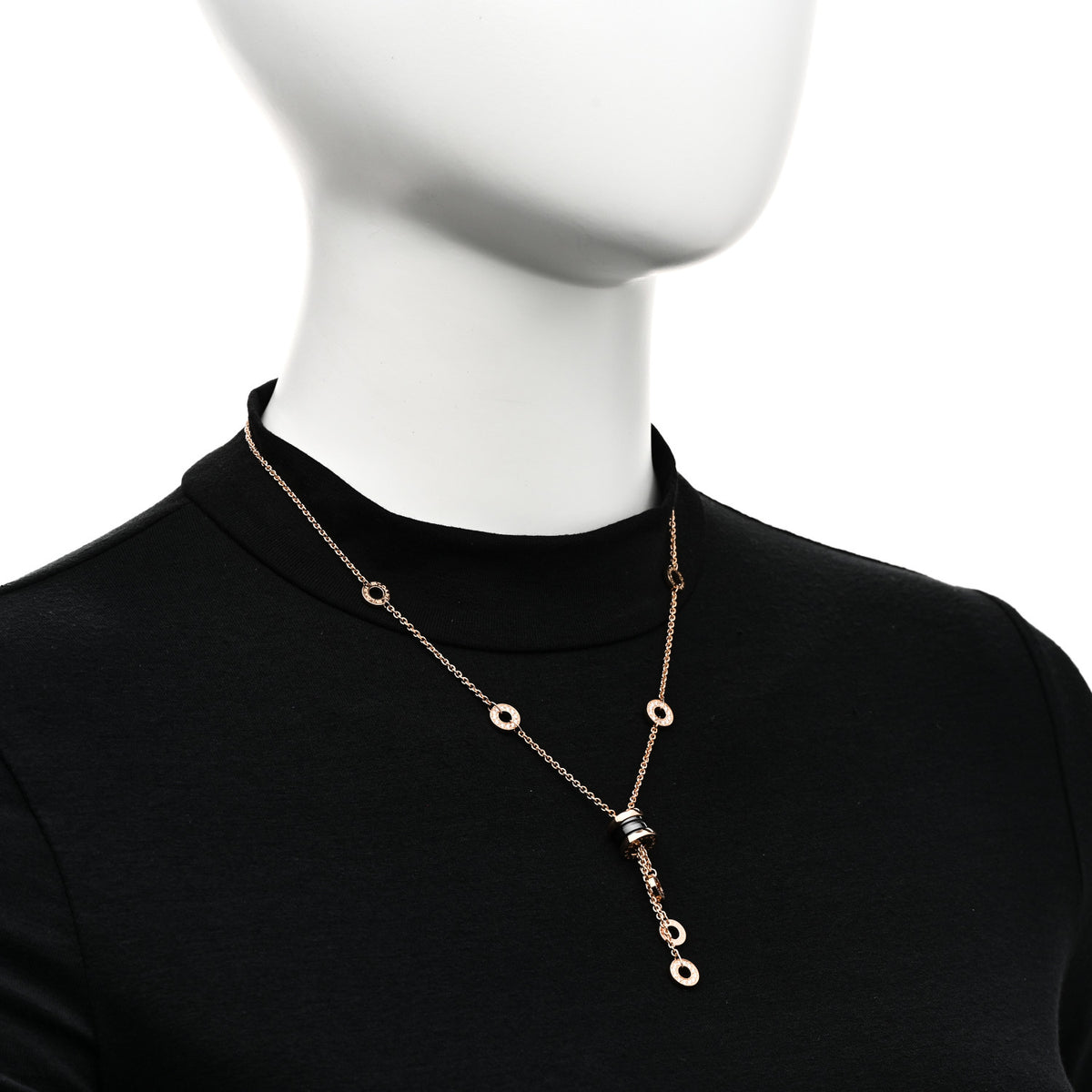 18K Rose Gold Diamond Black Ceramic B.Zero1 Necklace