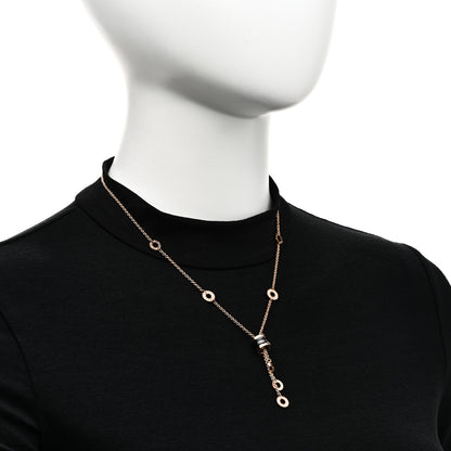 Bulgari 18K Rose Gold Diamond Black Ceramic B.Zero1 Necklace 2 of 6